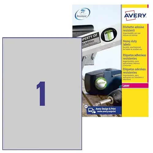Avery Etiquetas Laser Poliester L6013-20 A4 Prata