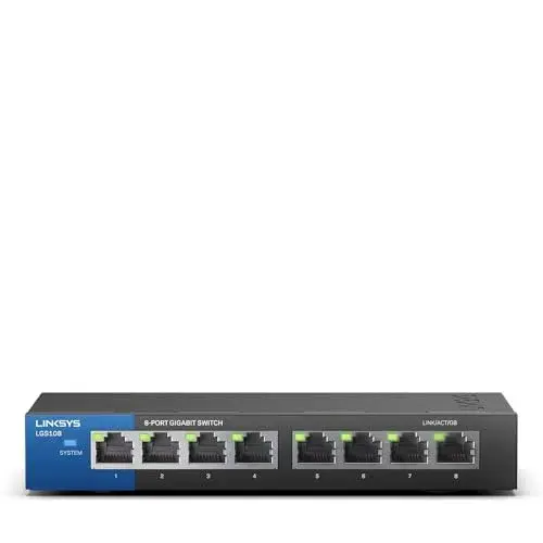 Linksys LGS108-EU-RTL Switch de Rede Gigabit 8 Portas Preto/Azul