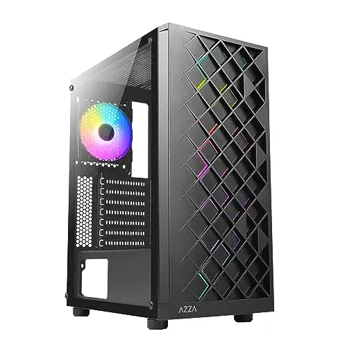 Azza CSAZ-280B Spectra Black Midi Tower PC com vidro temperado