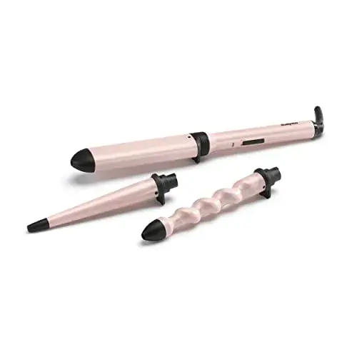 Babyliss MS750E Trio Curl & Wave 58W rosa modelador de cabelo com 3 acessórios intercambiáveis