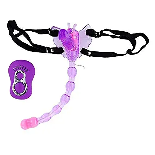 Baile Butterfly Strap On Lila Flexível Estimulador com Controle Remoto