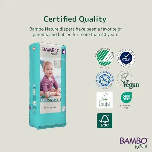 Bambo Nature Fraldas Tamanho 4 L respirável e ultra macio