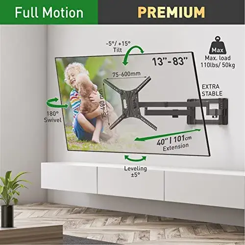 Barkan BM464XL Suporte de Parede Full Motion 13-80″ Black