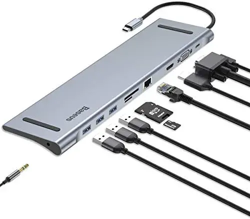 Baseus Hub USB-C com HDMI, RJ-45, USB 3.0, leitor de cartões e porta de áudio
