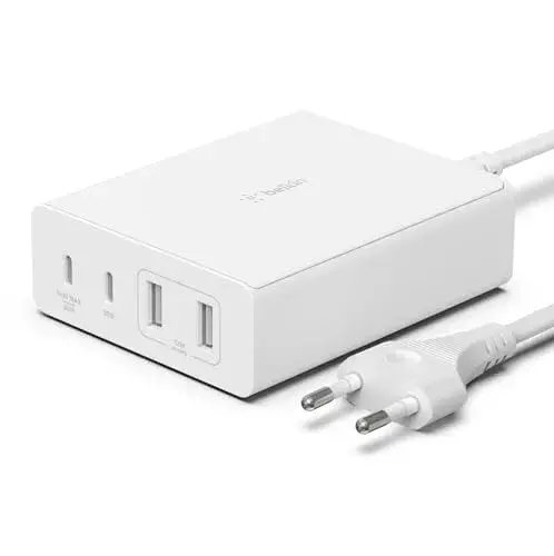 Belkin WCH010vfWH Carregador GaN Dual USB-C/USB-A 108W AC 4 portas