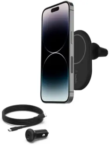 Belkin Magnetic Wireless Car Vent Mount Car Charger MagSafe para iPhones 12 a 15