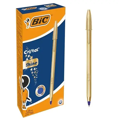 BIC Cristal Shine Ouro Azul Caneta 20 Unidades
