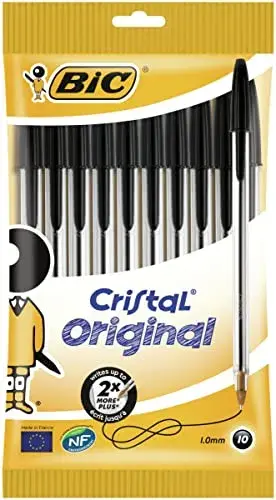 Bic Esferográfica Cristal Preto Caneta 0,4mm 50 Unidades