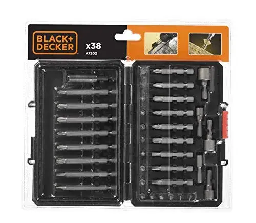 Black+Decker Kit de Aparafusamento 38 Peças com Pontas Longas e Chaves de Copo