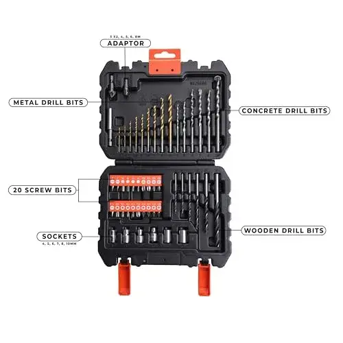 Black+Decker Brocas Titânio Inclui chaves hexagonais e adaptador Preto e laranja