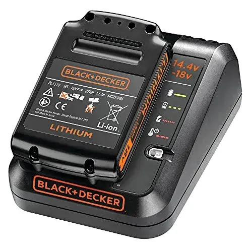 Black+Decker Carregador de Bateria BDC1A-QW 18V Compatível com baterias de 14,4 V e 18 V