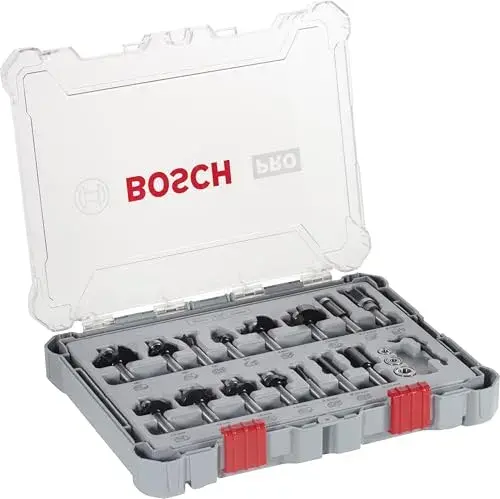 Bosch Kit Fresas 15 Peças para Madeira com Porta-ferramentas de 8mm