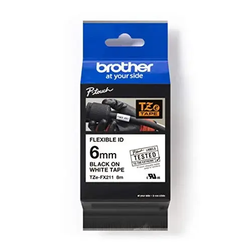 Brother TZ-FX211 Fita Adesiva Flexível Preto/Branco