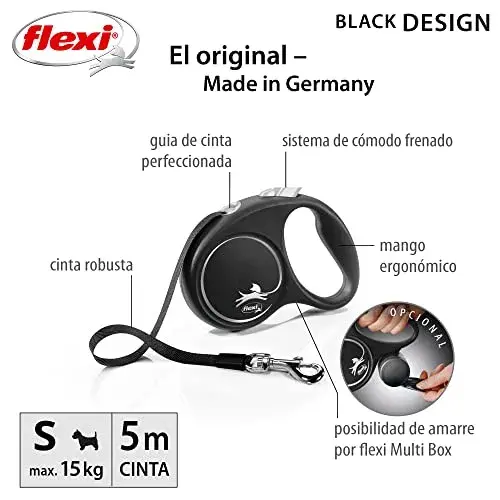 Flexi Trela Design 5 Metros Preto/Branco