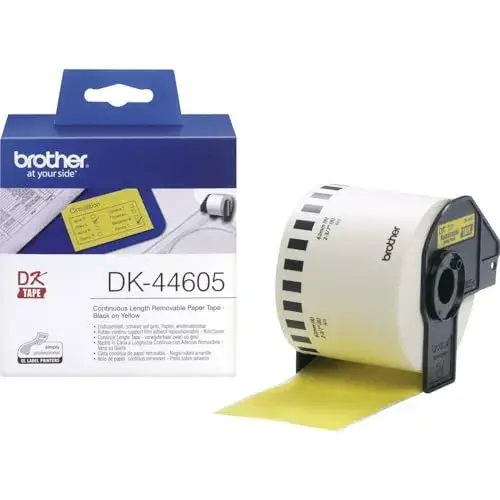 Brother DK-44605 Rolo de Etiquetas Sem Fim Amarelo 62 mm x 30,48 m