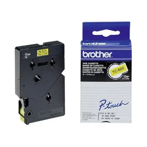 Brother TC601 Fita de Gravação 12mm Amarelo/Preto