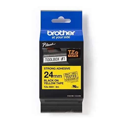 Brother TZE-FX651 fita adesiva 24mm x 8m preto sobre amarelo