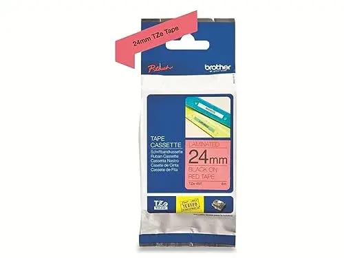 Brother TZE-451 Fita Laminada Preto sobre Vermelho