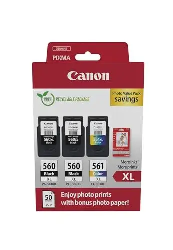 Canon PG-560XL e CL-561XL Cartuchos de Tinta Grande Capacidade Preto e Colorido