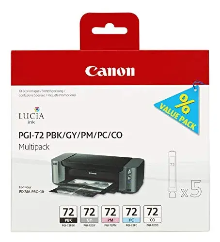 Canon PGI-72 PBK GY PM PC CO Multipack Cartucho de tinta padrão cinzento, preto, ciano e magenta