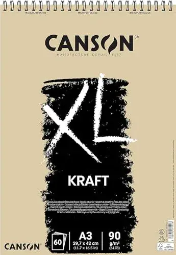 Canson Bloco de Desenho A3 Espiral XL Kraft 90g 60 Fls