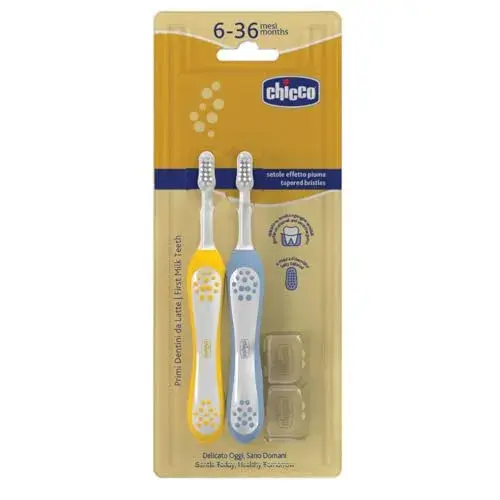 Chicco Packs de Escovas de Dentes 6-36 Meses Azul e Mostarda