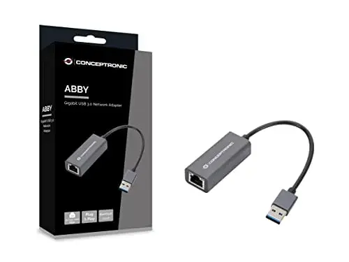 Conceptronic ABBY08G Adaptador USB 3.0 Gigabit Ethernet RJ-45 Cinzento