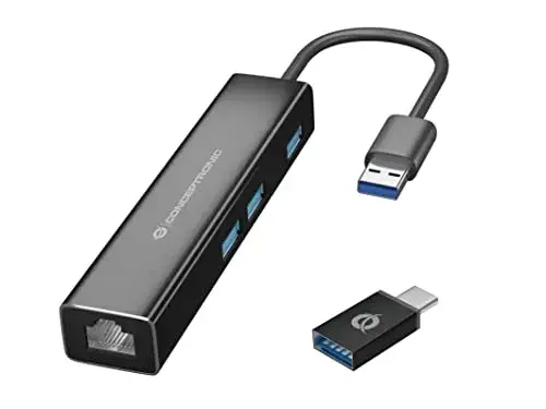Conceptronic DONN07BA Hub USB 3.0 Gigabit Ethernet Preto