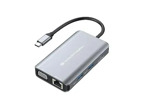 Conceptronic DONN21G Docking Station USB-C 7 em 1 Cinzento