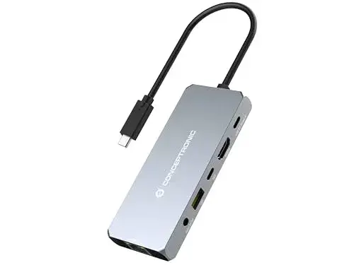 Conceptronic DONN22G Docking Station USB-C USB4 Compatibilidade 6 em 1 Cinzento