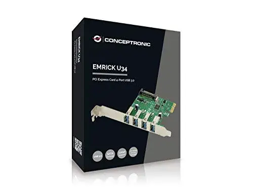 Conceptronic EMRICK02G Placa de Expansão PCIe USB 3.0 4 portas Verde