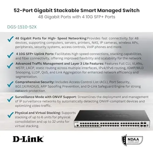 D-Link DGS-1510-52X Switch de Rede 10/1000Mbps 52 Portas