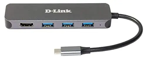 D-Link HUB 5 em 1 USB-C com HDMI 4K, 3 USB 3.0, SD MicroSD, Carregamento 60W
