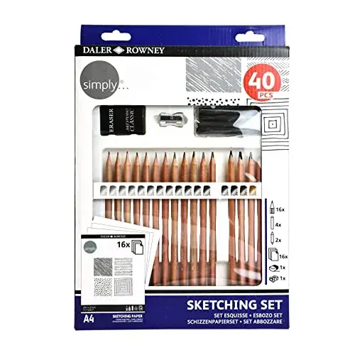 Daler Rowney Kit Pinturas Complete Art Easel Studio Set 40 Un.