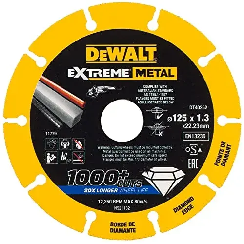 DeWALT Disco de Corte Diamantado Extreme Metal 125×1.3×22.3mm
