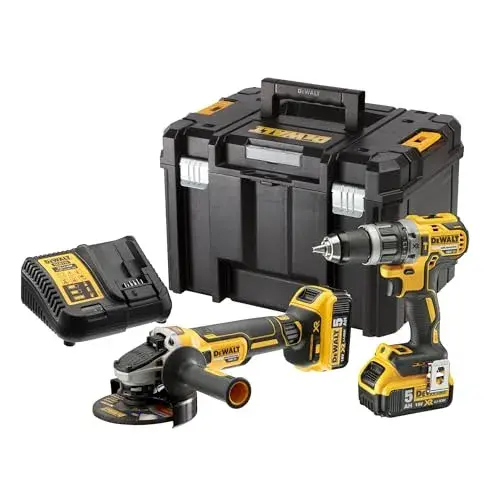 DeWALT Kit XR 18V DCD796 Taladro Percutor + Amoladora 125mm