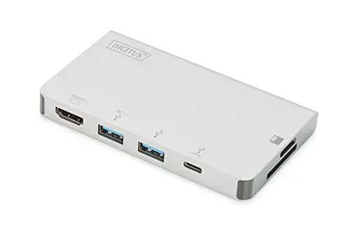 Digitus DA-70867 Hub USB com HDMI, USB 3.0, USB-C e Leitor de Cartão 6 portas