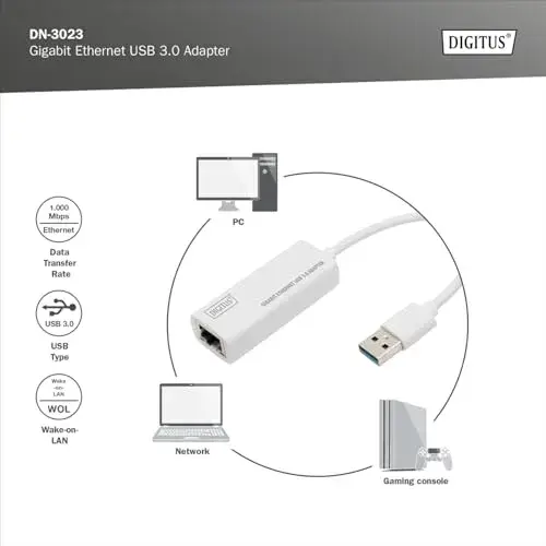 Digitus DN-3023 Adaptador USB 3.0 Gigabit Ethernet