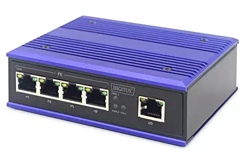Digitus Switch Industrial 5 Portas Fast Ethernet 10/100 Preto e Azul
