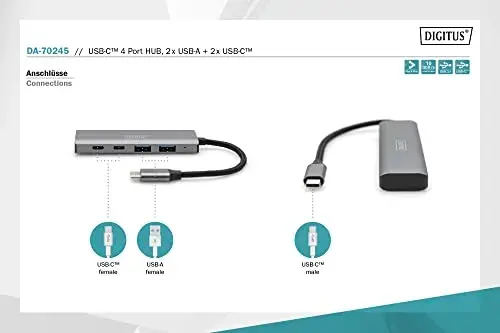 Digitus DA-70245 Hub USB 3.2 Gen 1 com 4 portas