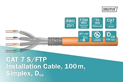 Digitus DK-1743-VH-1 Cabo de Rede CAT7 LSZH Laranja