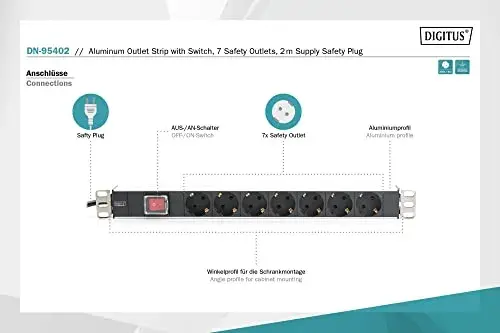 Digitus DN-95402 Régua 7 Tomadas com Interruptor