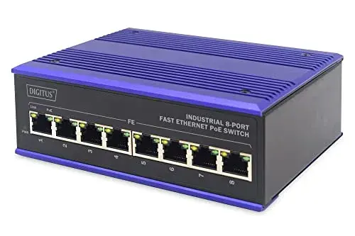 Digitus Switch 8 Portas Fast Ethernet PoE Preto e Azul