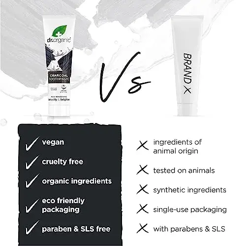 Dr. Organic Pasta Branqueadora Carvão Ativado 100ml Extratos Naturais