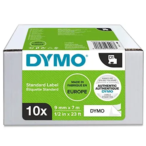 Dymo 1×10 Fita de Etiquetas D1 9mmx7m Preto a Branco