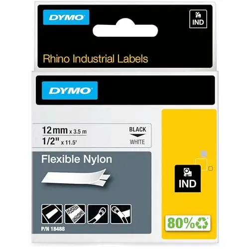 Dymo 18488 Fita Nylon 12mm Preto On Branco