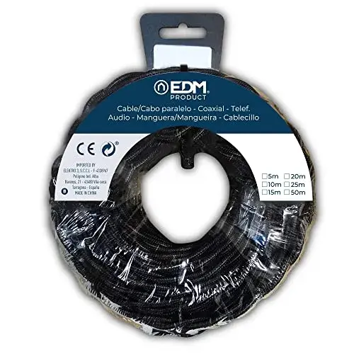 EDM Cabo Texti Trançado 2X1,5mm 25m Preto