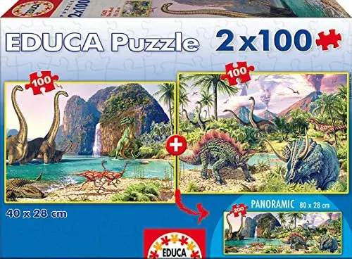 Educa Puzzle 2×100 Peças Infantil 6 anos Jogos e Puzzles Dinossuros