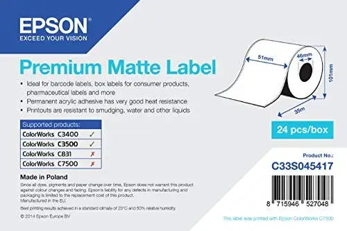 Epson Papel Matte LBL 51mm x 35m