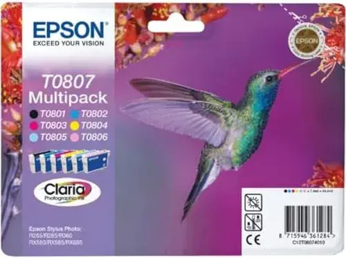 Epson T0807 Tinta à base de pigmentos Multipack Unico